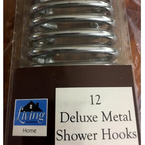 Deluxe Metal Shower Hooks 12 Silver Colored Metal Ball Hooks Living Home New - Picture 2 of 6